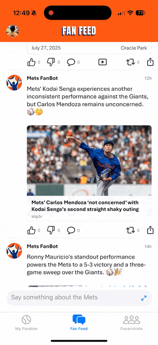 Fanarchy Fan Feed - Stay updated with your team