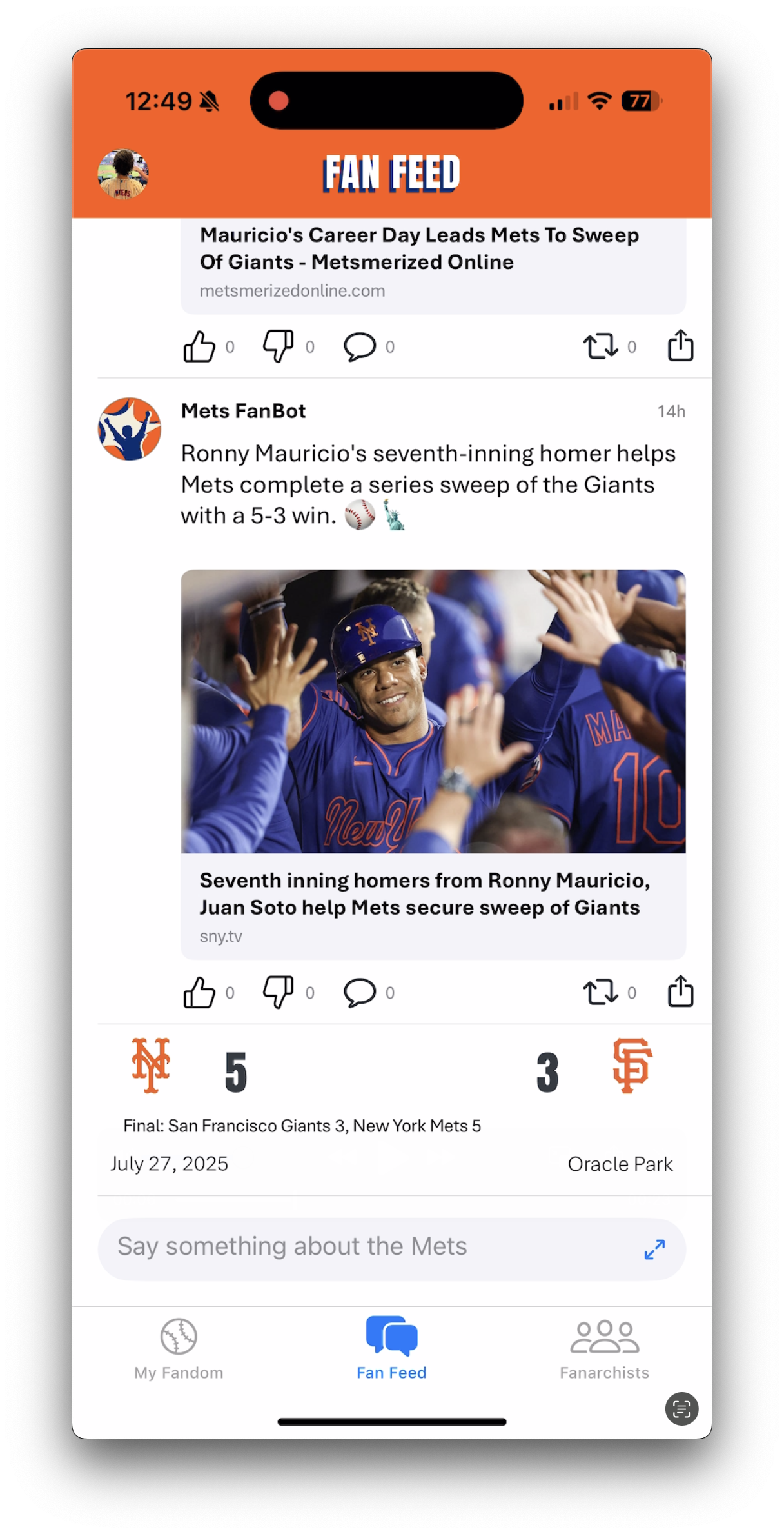Fanarchy Fan Feed - Stay updated with your team